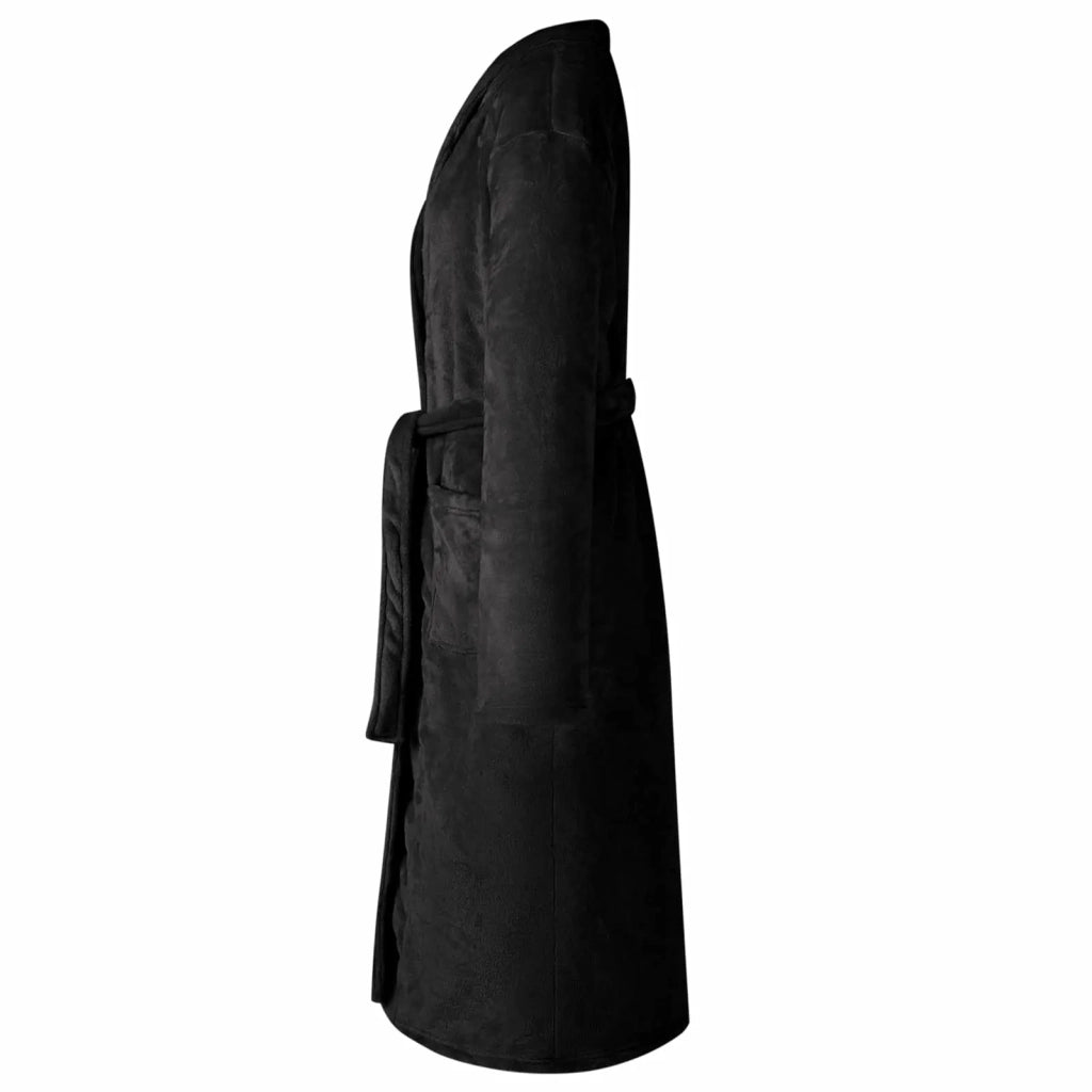 Accappatoio senza Cappuccio Nero l Flanella 42017293