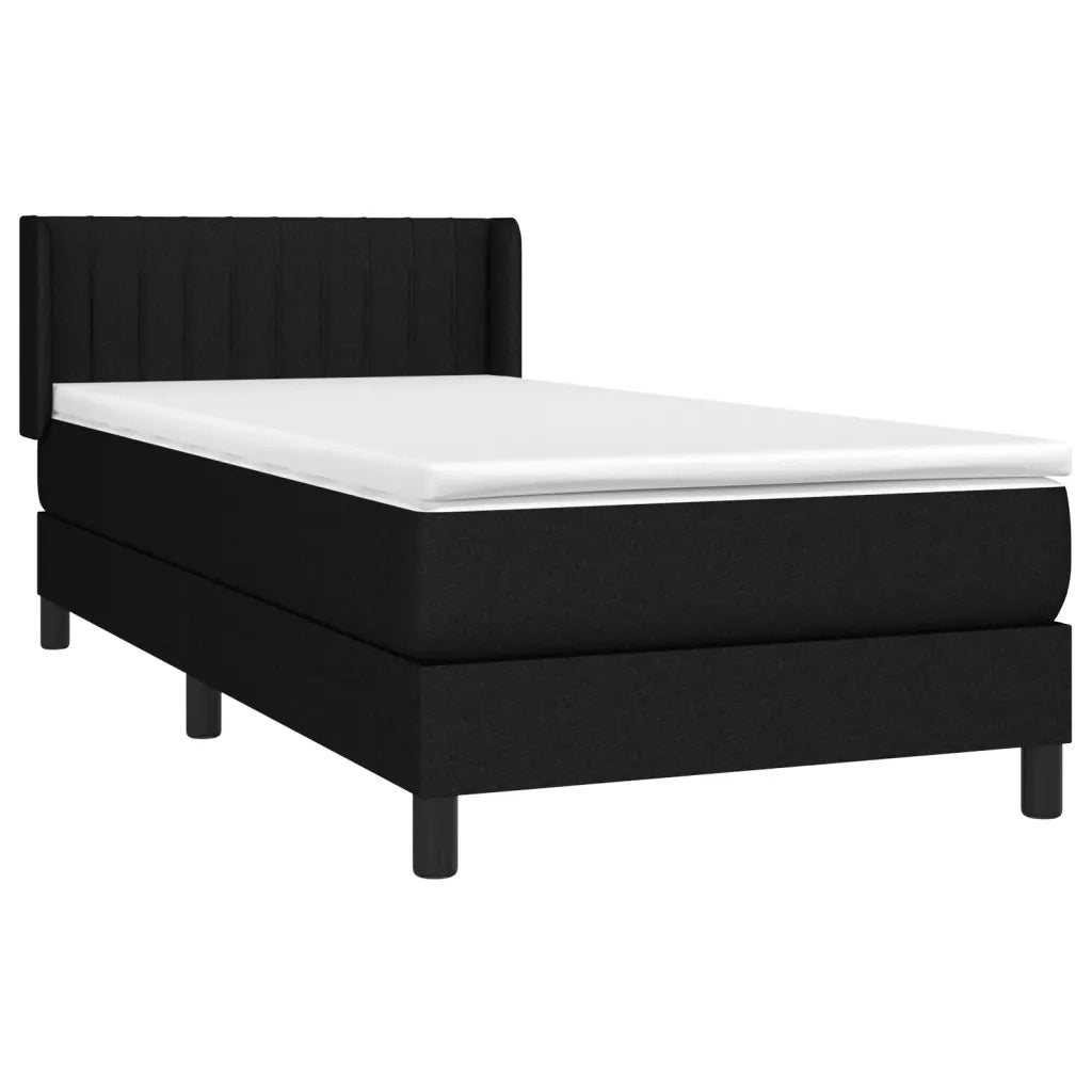 Giroletto a Molle con Materasso-Struttura Letto Nero 100x200 cm in Tessuto 624341