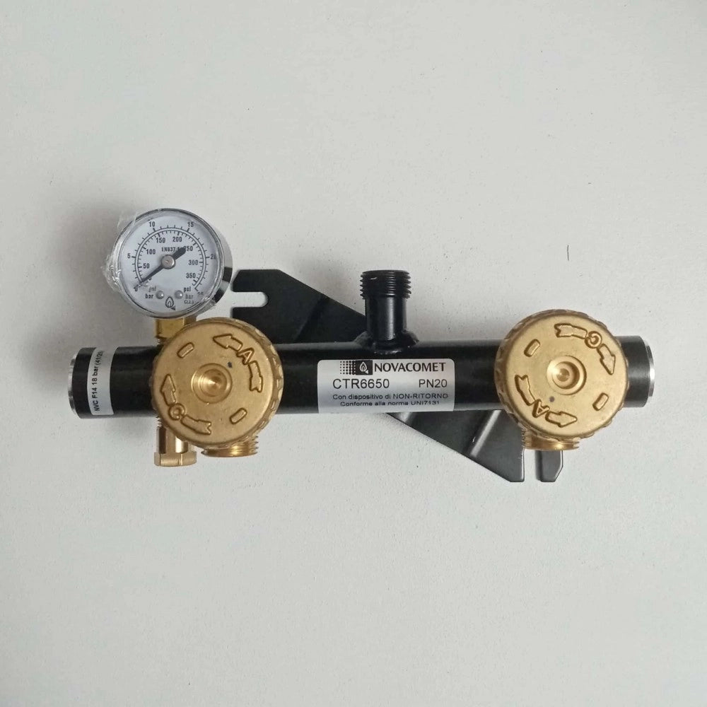 Centralina manifold per due bombole gas gpl con manometro e valvola di sicurezza