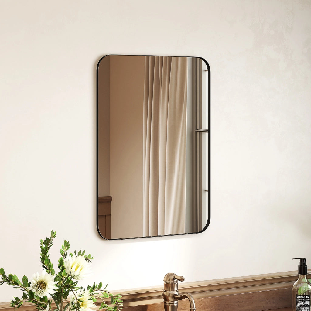 Specchio da Bagno con Cornice in Metallo ¨C Xylo ¨C Nero 50x70 cm