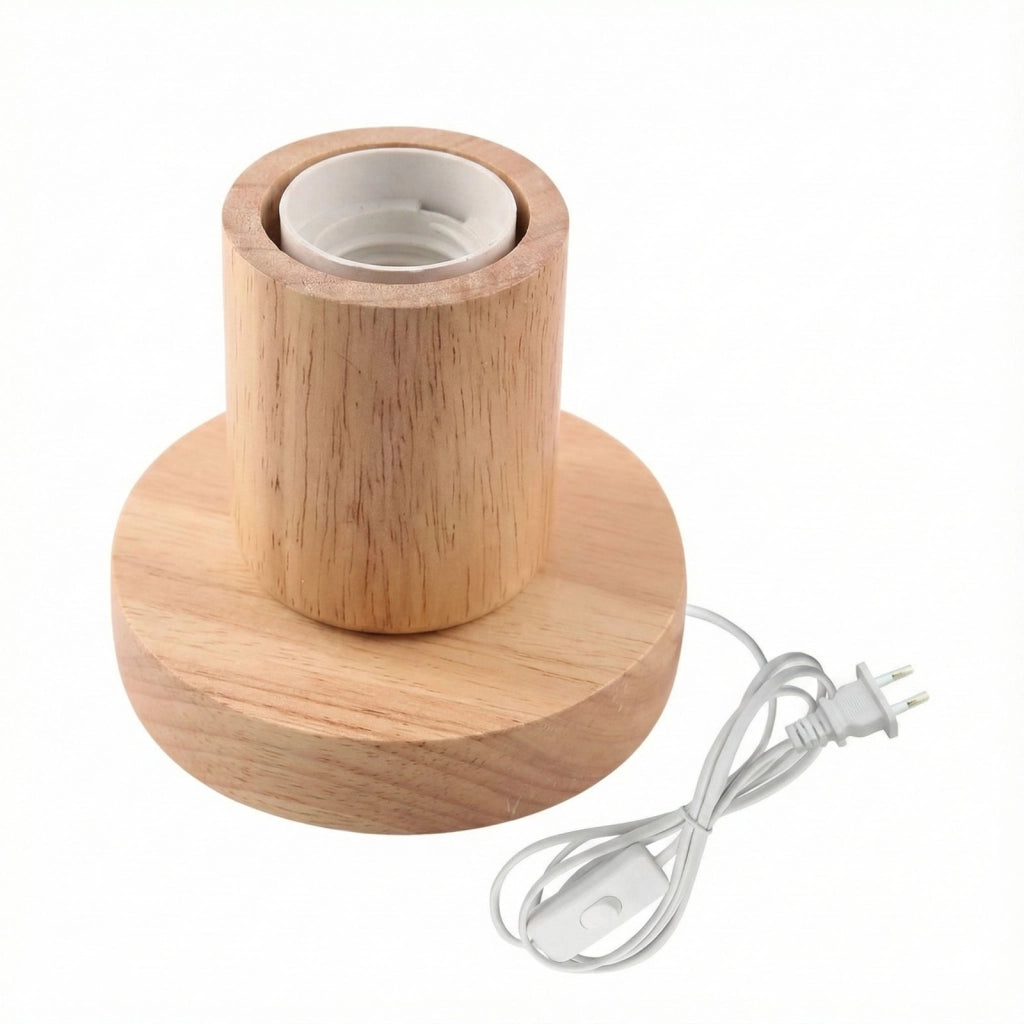 LAMPADA DA TAVOLO LEGNO E27 BASE CILINDRICA DESIGN MINIMAL MODERNO TD-324