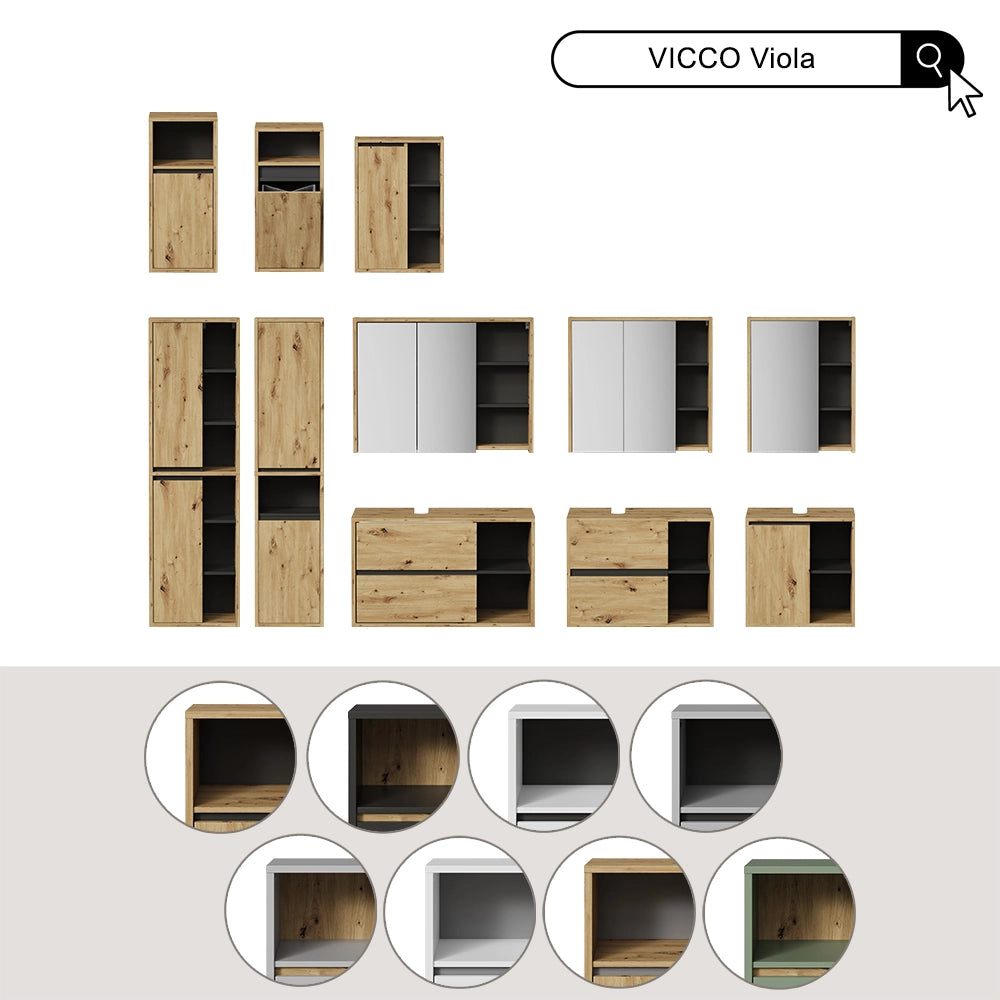 Vicco Set di mobili da bagno Bianco/Grigio 3 parti