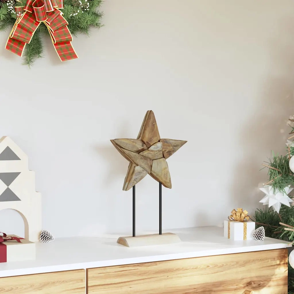 Stella di Natale-Decorazioni natalizie Marrone 30 x 5 x 45 cm Legno di teak solido