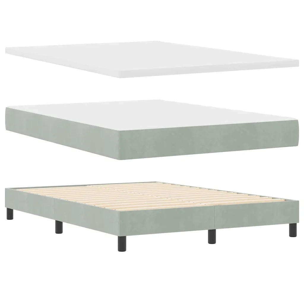 Letto a Sorgente LED con led Grigio chiaro 140 x 200 cm Velluto