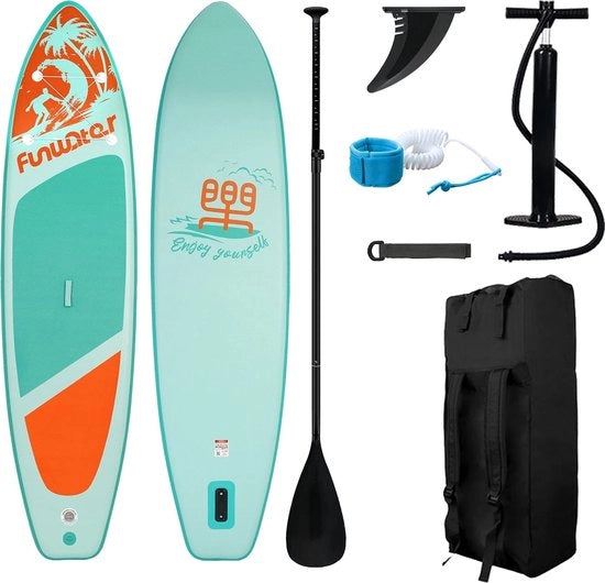 Paddle Board Opblaasbar - Set Completo - Massimo 135kg - 320x81cm - Verde Pastello
