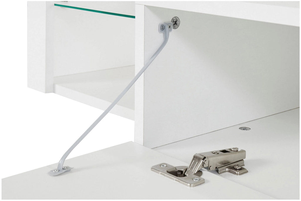 Mobile Tv 1 Anta a Ribalta e Ripiani a Giorno 160x40x35 cm Essential 1R Bianco Lucido