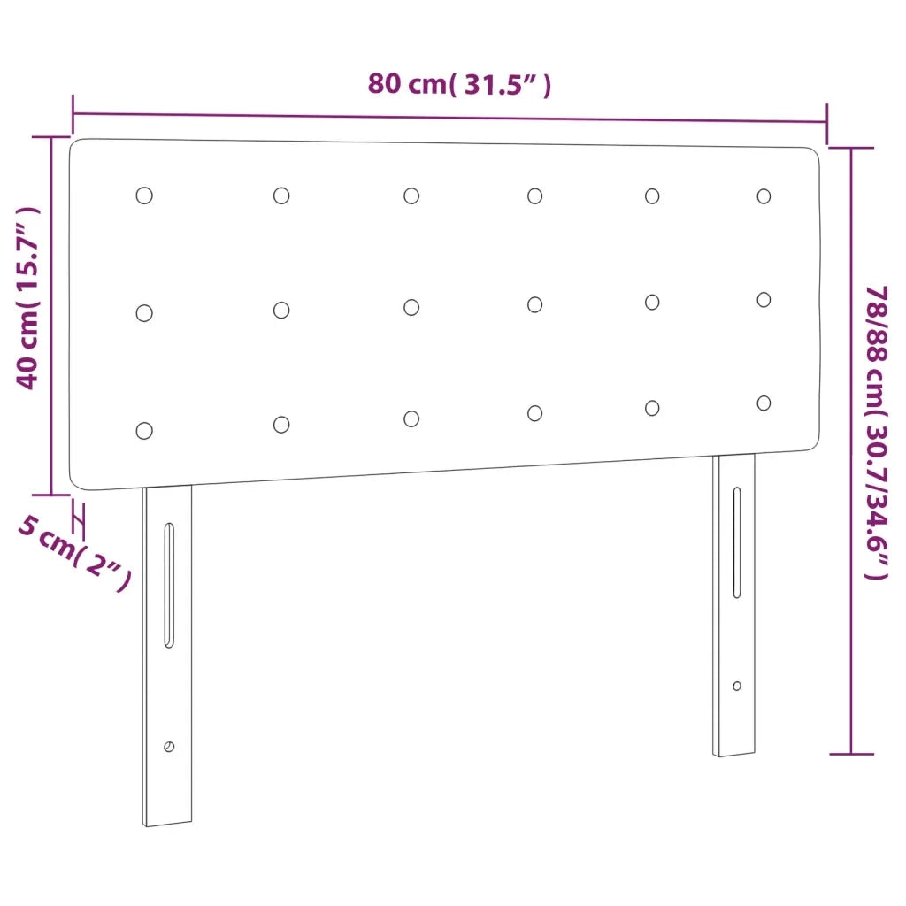 Testiera a LED Nera 80x5x78/88 cm in Velluto 3122078