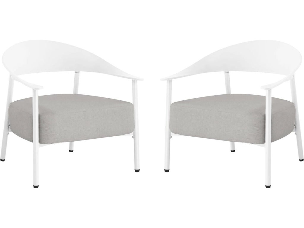Set di 2 poltrone da giardino "Céora" in plastica e metallo - Bianco