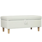 Pouf contenitore ¨C Xylo ¨C tessuto crema gambe legno