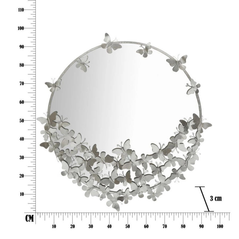 Specchio Farfalle Round Silver cm ø 91x3x94