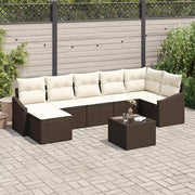 Set Divano da Giardino 8 pcs Marrone e Crema polyrattan 3355487