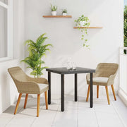 Set da Pranzo per Giardino con cuscino 3 pcs Beige polyrattan