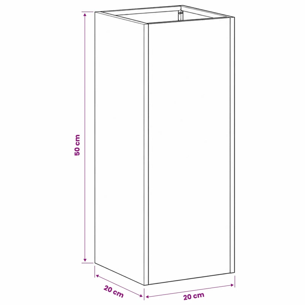 Vaso da giardino Argento 20 x 20 x 50 cm Acciaio Inox 8005310