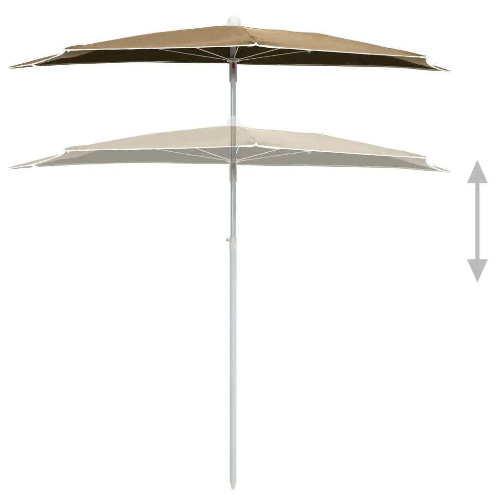 Ombrellone Semicircolare da Giardino con Palo 180x90 cm Tortora 315562