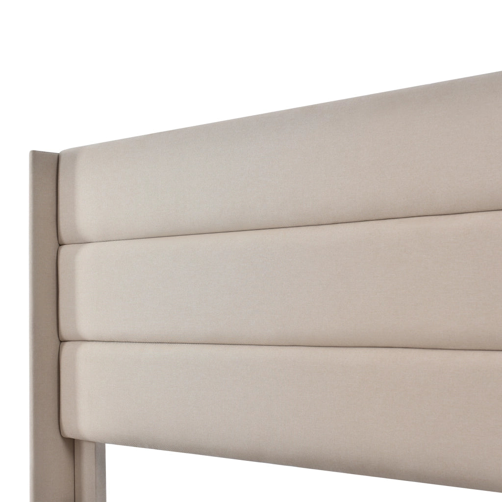 Letto Contenitore Imbottito Matrimoniale Idraulico ¨C MINIMAL ¨C Doghe in Legno, Tessuto, Beige, 180x200