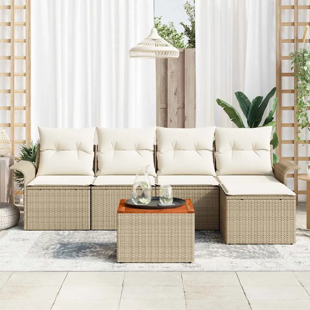 Set Divano da Giardino 6 pcs Beige e Crema polyrattan 3355985