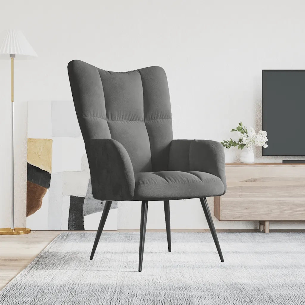 Poltrona | Sedia Relax Grigio Scuro in Velluto