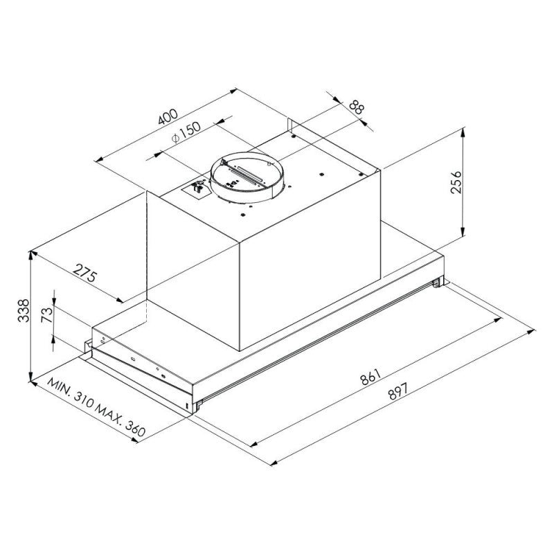 Cappa Samet Kripto90ND incasso sistema no drop inox classe C