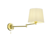 Applique doppio snodo, metallo, ottone satinato e bianco, L 69 cm, Lyon
