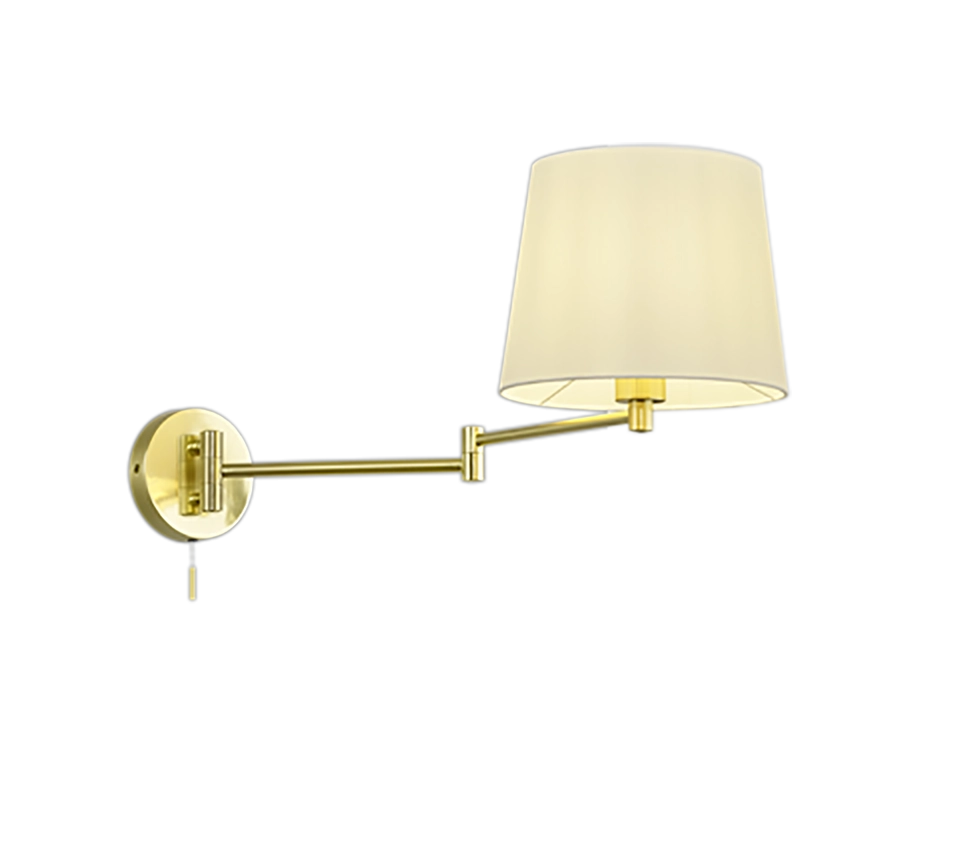 Applique doppio snodo, metallo, ottone satinato e bianco, L 69 cm, Lyon