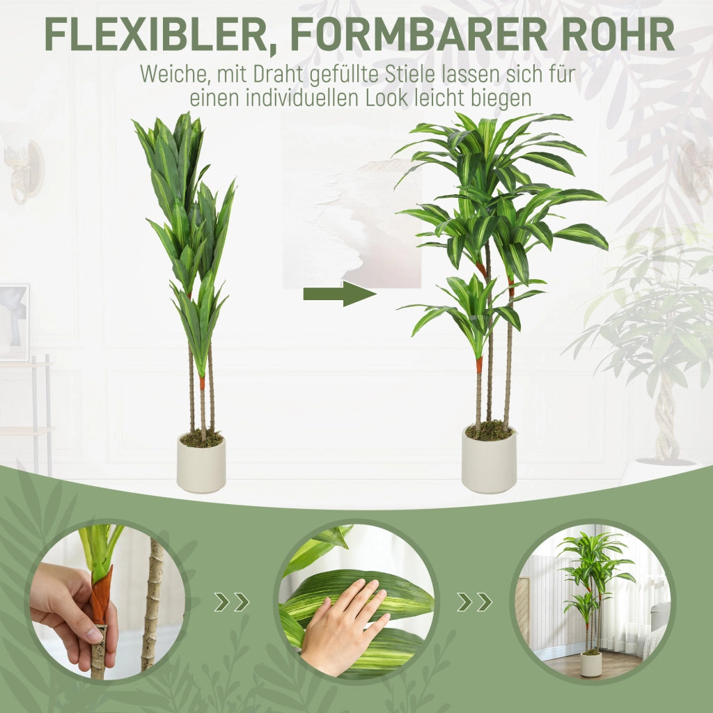 Albero Dracaena Artificiale ¨C Xylo ¨C 120 cm con Vaso Bianco