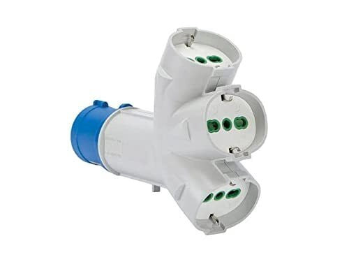 Fanton 73095 Adattatore Industriale Triplex Spina 2P+T 16A IP44 3 Prese Bipasso Schuko 2P+T 16A 200-250V colore Bianco