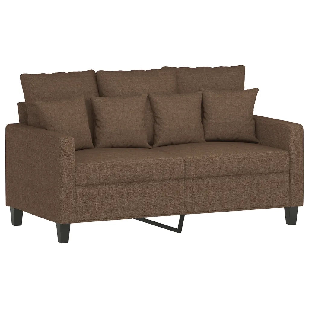 Set di Divani 3 pz con Cuscini Marrone in Tessuto