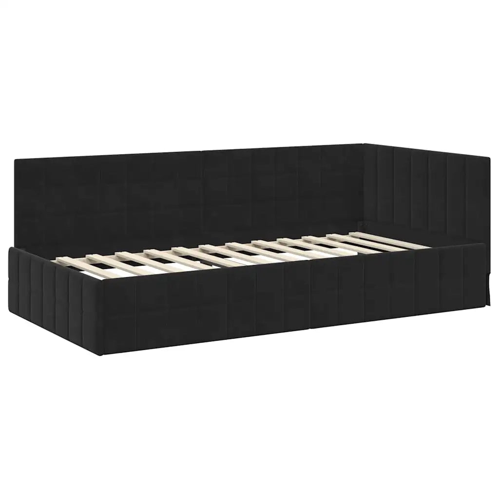 Struttura Letto Angolare con Materasso 2 pcs Nero Velluto