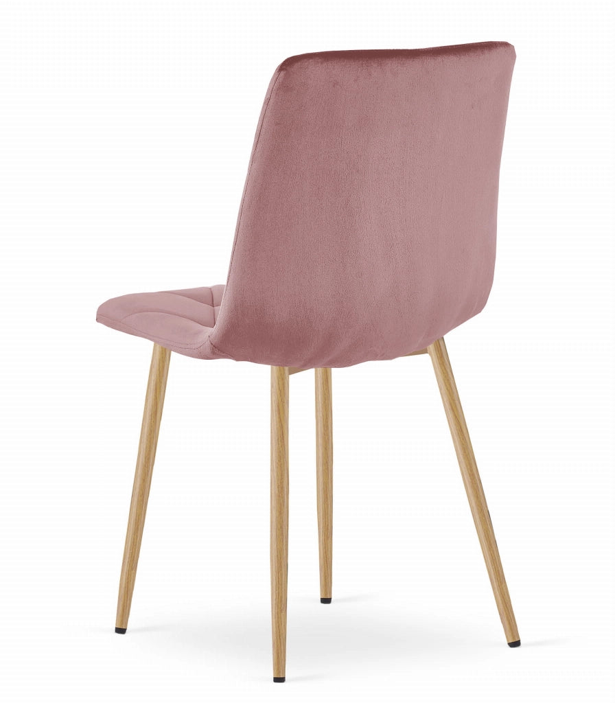 Sedia Valora TYRA in velluto rosa con gambe in legno