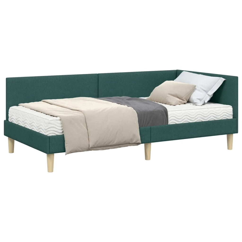Struttura Letto Angolare con Materasso 2 pcs Verde Tessuto 3393737