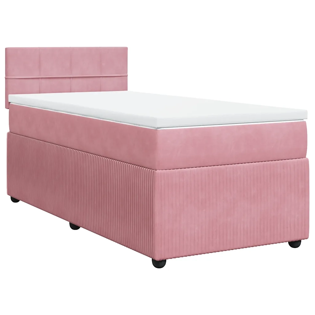 Giroletto a Molle con Materasso Rosa 100x200 cm in Velluto