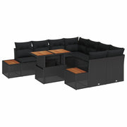 Set da Pranzo per Giardino con cuscino 9 pcs Nero e Marrone