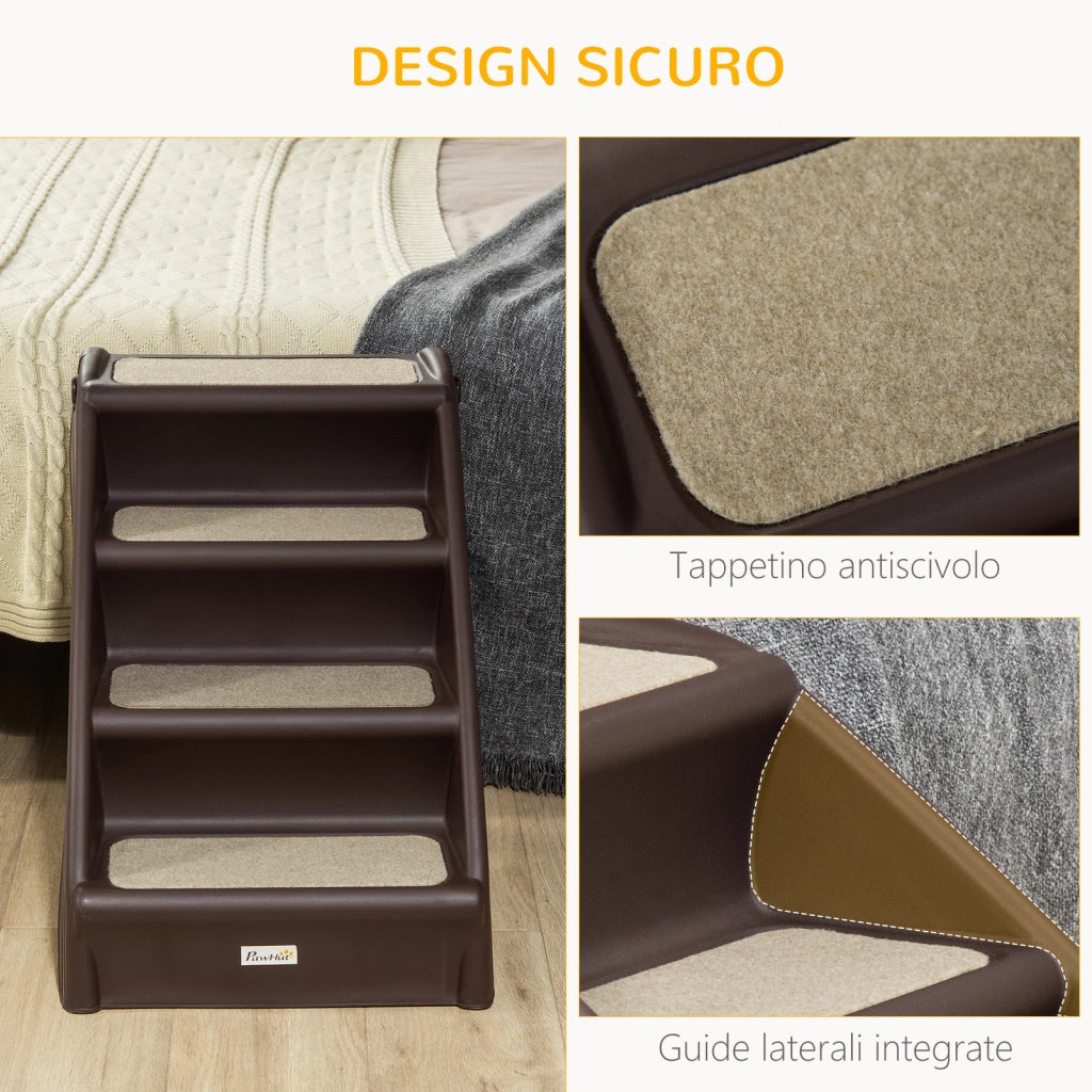 Scaletta Pieghevole per Cani ¨C Xylo ¨C 4 Gradini Antiscivolo PP Marrone