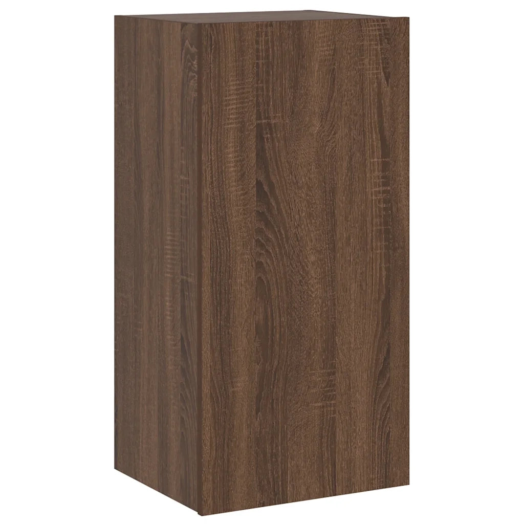 Mobile TV a Parete con Luci LED-Mobile TV a Muro Rovere Marrone 40,5x35x80 cm