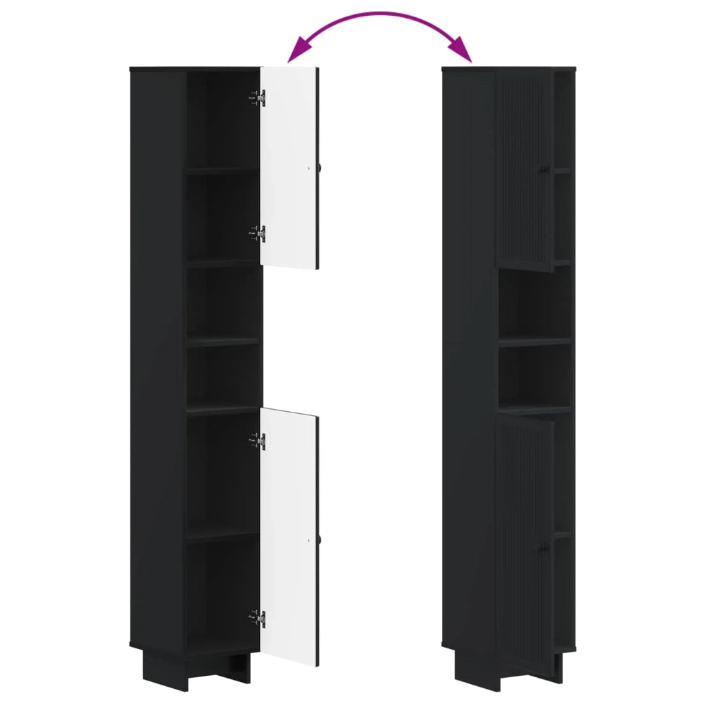 Set di Mobili da Bagno da 4 Pezzi EDE Nero Legno ingegnerizzato 3417901
