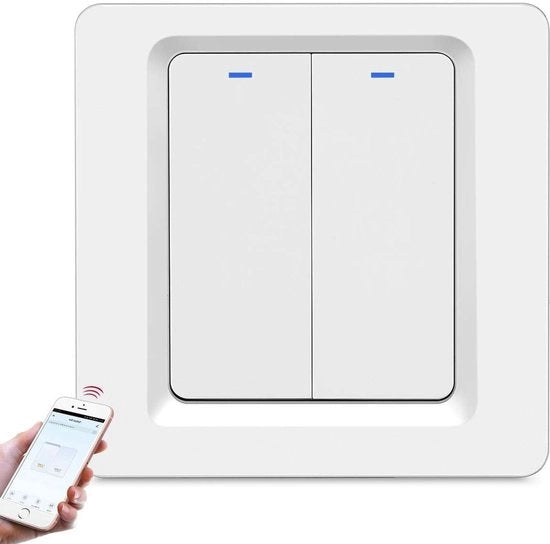 Slimme WiFi Lichtschakelaar met Spraakbesturing en Afstandsbediening - Draadloze 2-Pins Schakelaar voor Smart Home