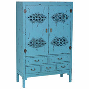 Armadio in legno invecchiato blu 96x40x150h cm