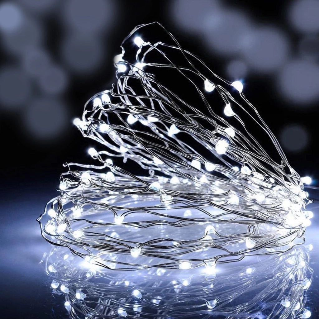 Luci di Natale con 500 micro led cavo rame 9V 50 MT BIANCO piu BIANCO FLASH