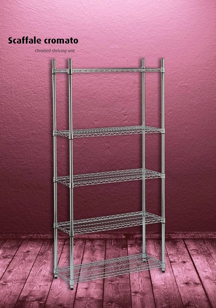S1775003 - Scaffale cromato 5 piani L 90 cm
