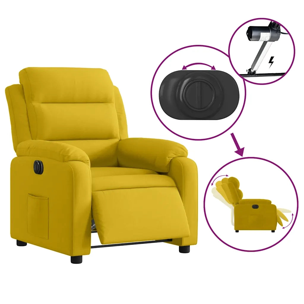 Poltrona Reclinabile Elettrica Gialla in Velluto 3205077