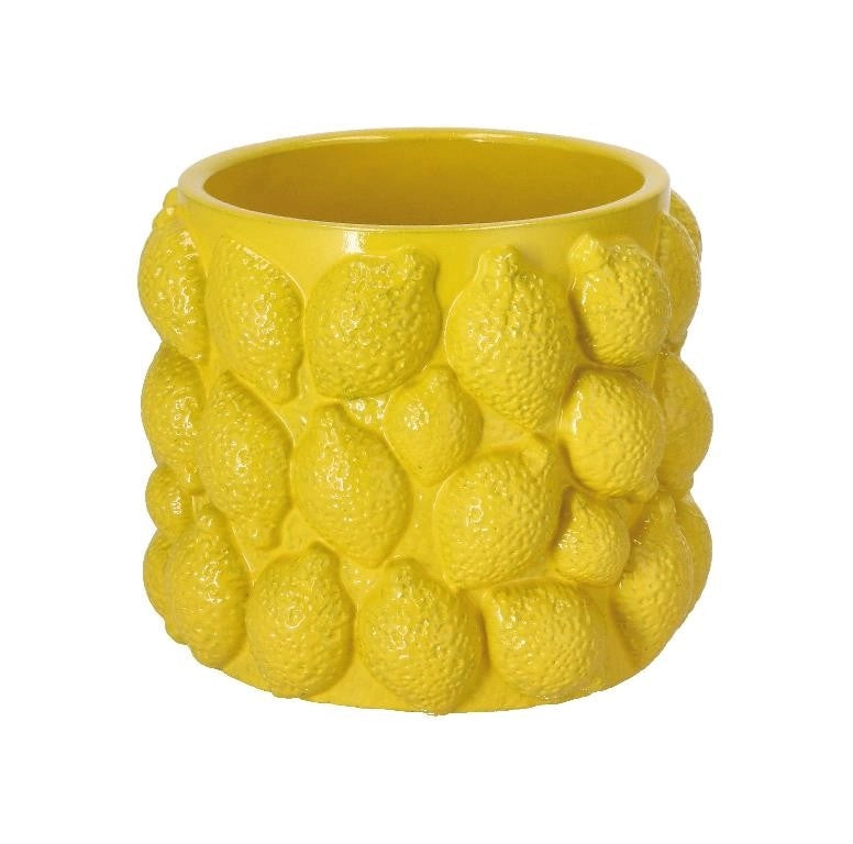 Caspo' Cachepot in Cemento Decoro Limoni 16,5 x 14 cm