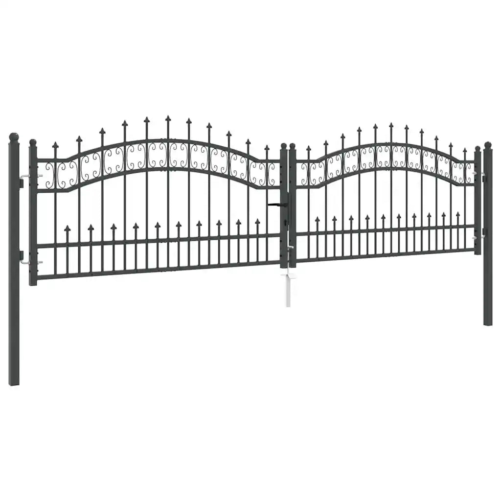 Cancello con Punta a Lancia KAMPEN 305 x 75 cm Acciaio Grigio 42009042