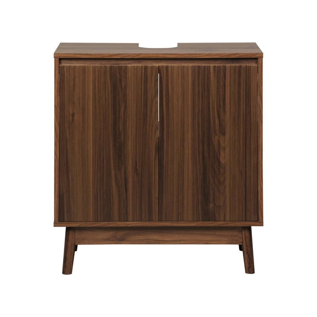 Mobile sottolavabo scandinavo a 2 ante effetto legno, noce
