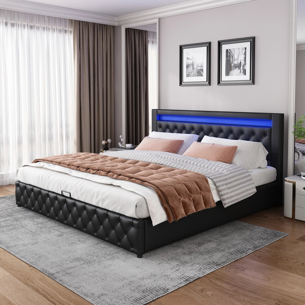 letto imbottito pu nero 140 x 200 cm