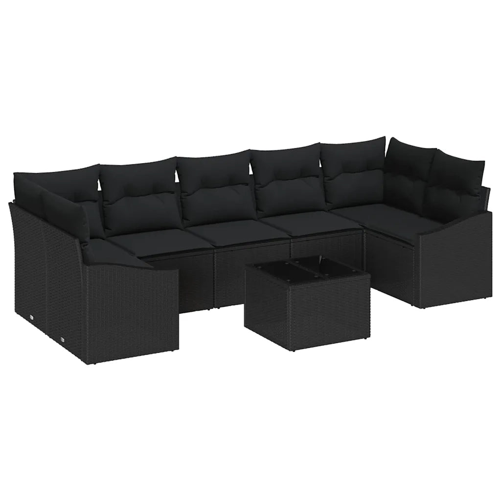 Set di divani con cuscino 8 pcs Nero polyrattan 3355312