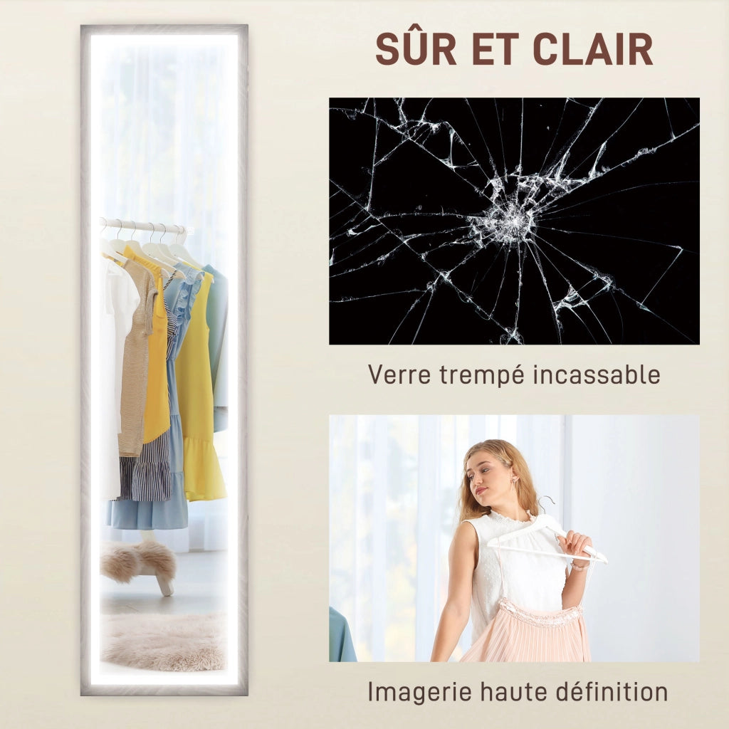 Specchio a Parete con Luce LED ¨C Minimal ¨C Grigio 40x160 cm