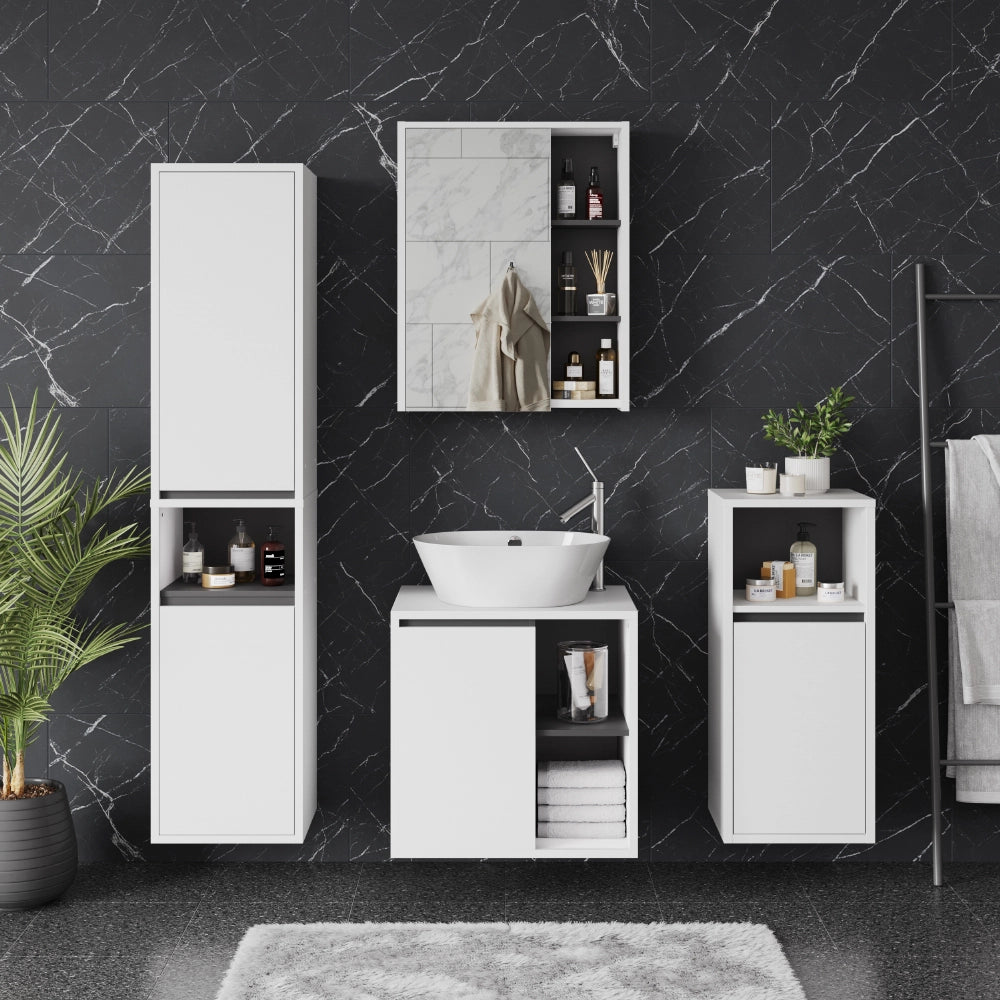 Vicco Set di mobili da bagno Bianco/Grigio 4 parti