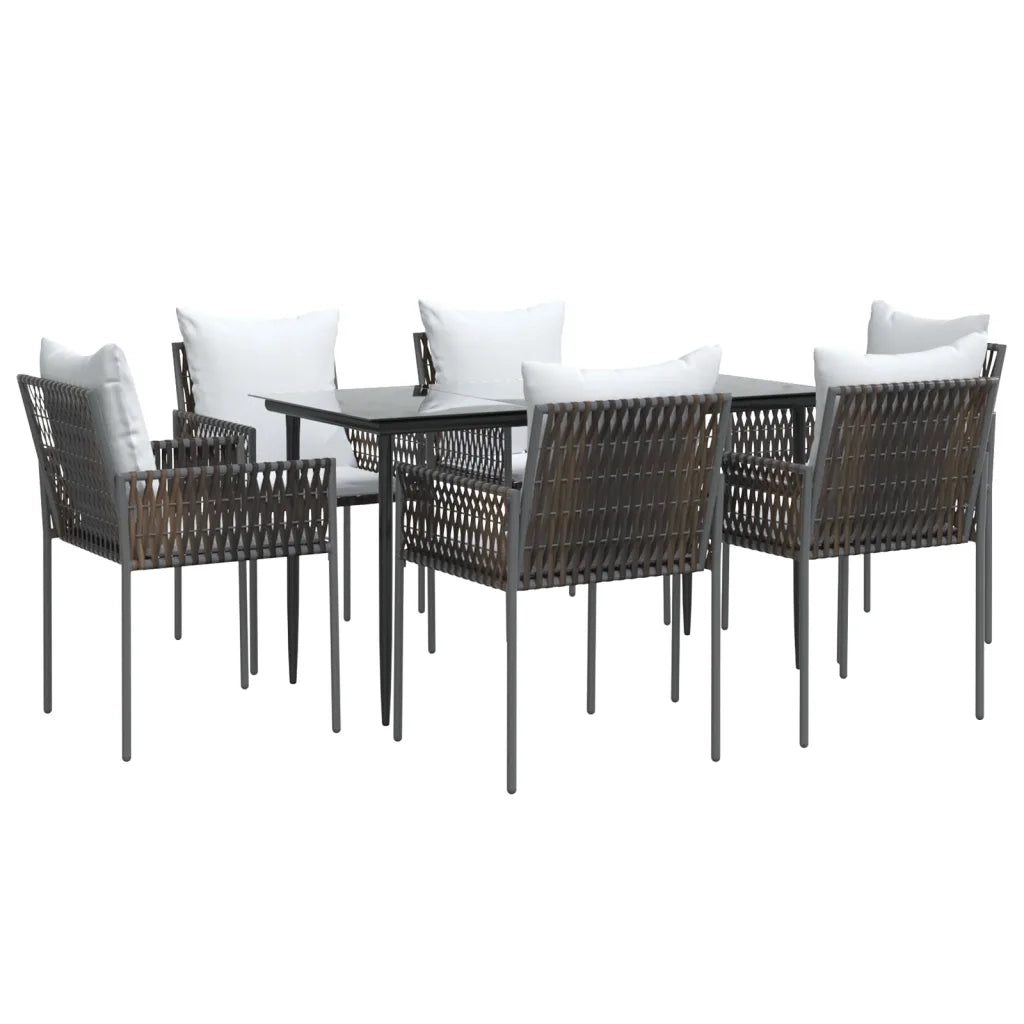 Set Pranzo da Giardino 7 pz con Cuscini in Polyrattan e Acciaio 3187054