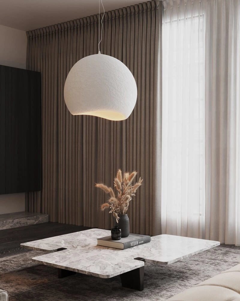 Sospensione Maxlight Pierre bianca resina Ø48 E27 15W