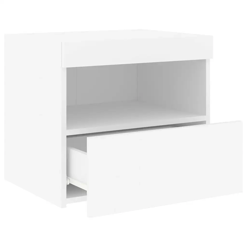 Comodini con Luci LED 2pz Bianchi 50x40x45 cm 836764